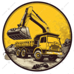 About pngtree mechanical digger loading dump truck circle retro png image 15492278